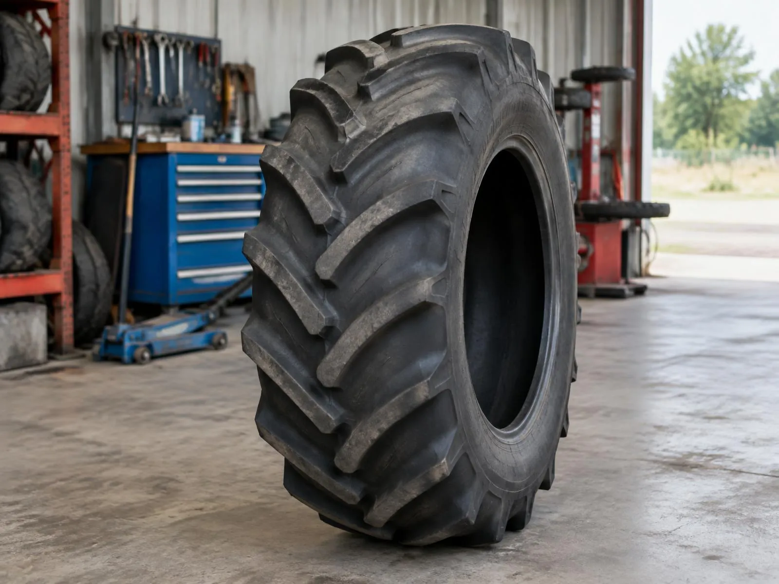 Un grand pneu de tracteur